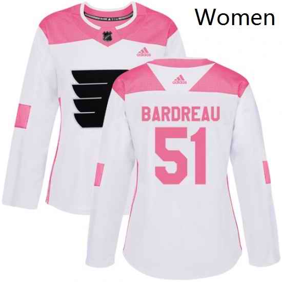 Womens Adidas Philadelphia Flyers 51 Cole Bardreau Authentic WhitePink Fashion NHL Jersey